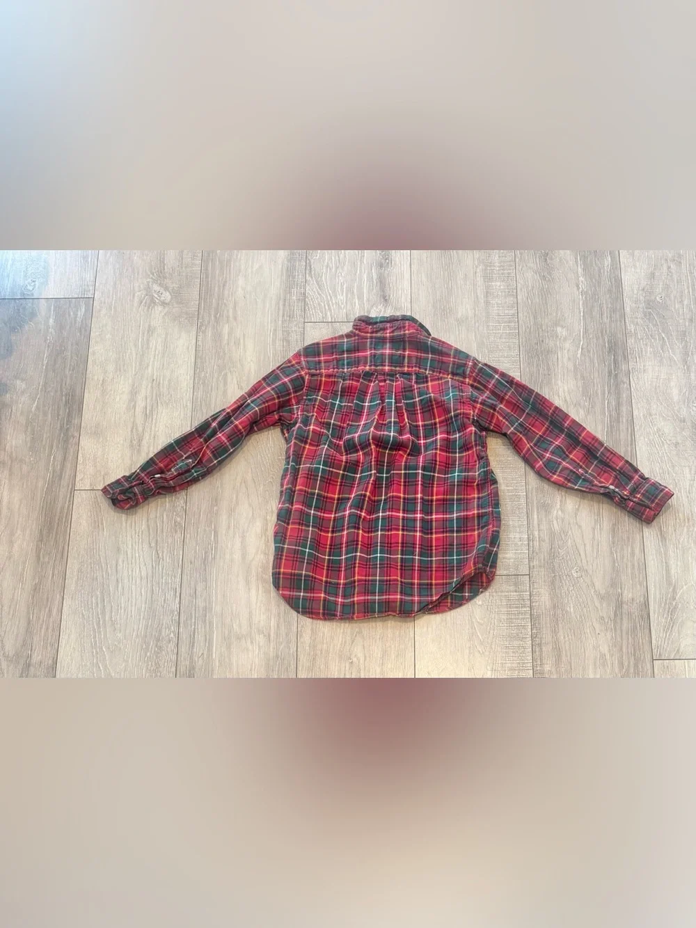 Ralph Lauren Shirt Sz 7 Boys Red Green White Plaid Button-Down Long-Sleeve